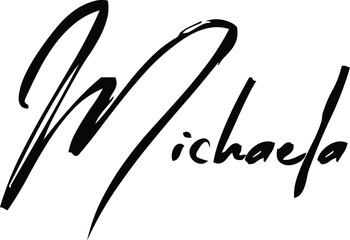 Michaela-Female Name Modern Brush Calligraphy Cursive Text on White Background