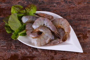 Raw king prawns ready for cooking