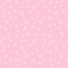pink background with snowflakes, seamless pattern