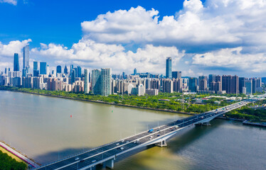 Obraz premium Aerial view of Guangzhou City, China