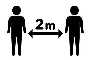 コロナウイルス予防/ソーシャルディスタンスのアイコン/白背景