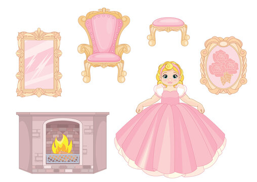Princess furniture. Collection decor elements for living room