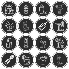 16 pack of cocktail  lineal web icons set