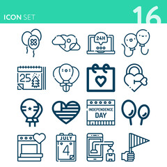 Simple set of 16 icons related to work time