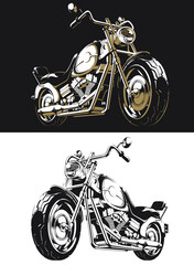 Silhouette retro motorcycle chopper isolated vector - obrazy, fototapety, plakaty