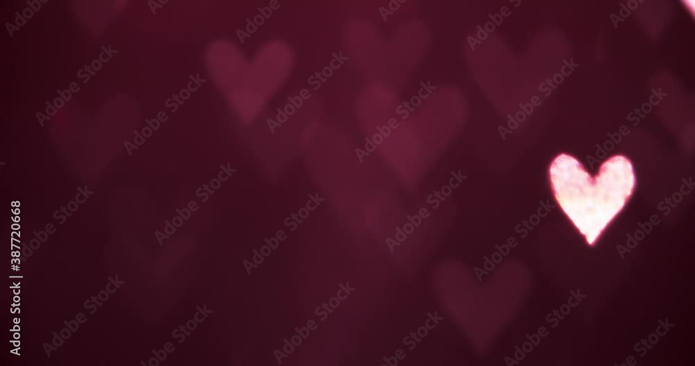 Canvas Prints glowing heart shaped lights sparkling on soft red background. romantic valentine's day background.