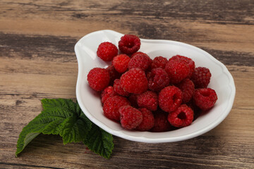 Red bright ripe sweet raspberry