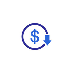 Obraz premium cost reduction icon vector. Reduce costs icon