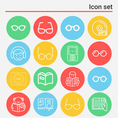 16 pack of comprehension  lineal web icons set
