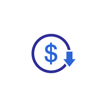 cost reduction icon vector. Reduce costs icon