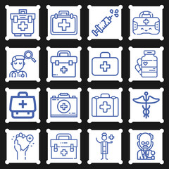 16 pack of intern  lineal web icons set