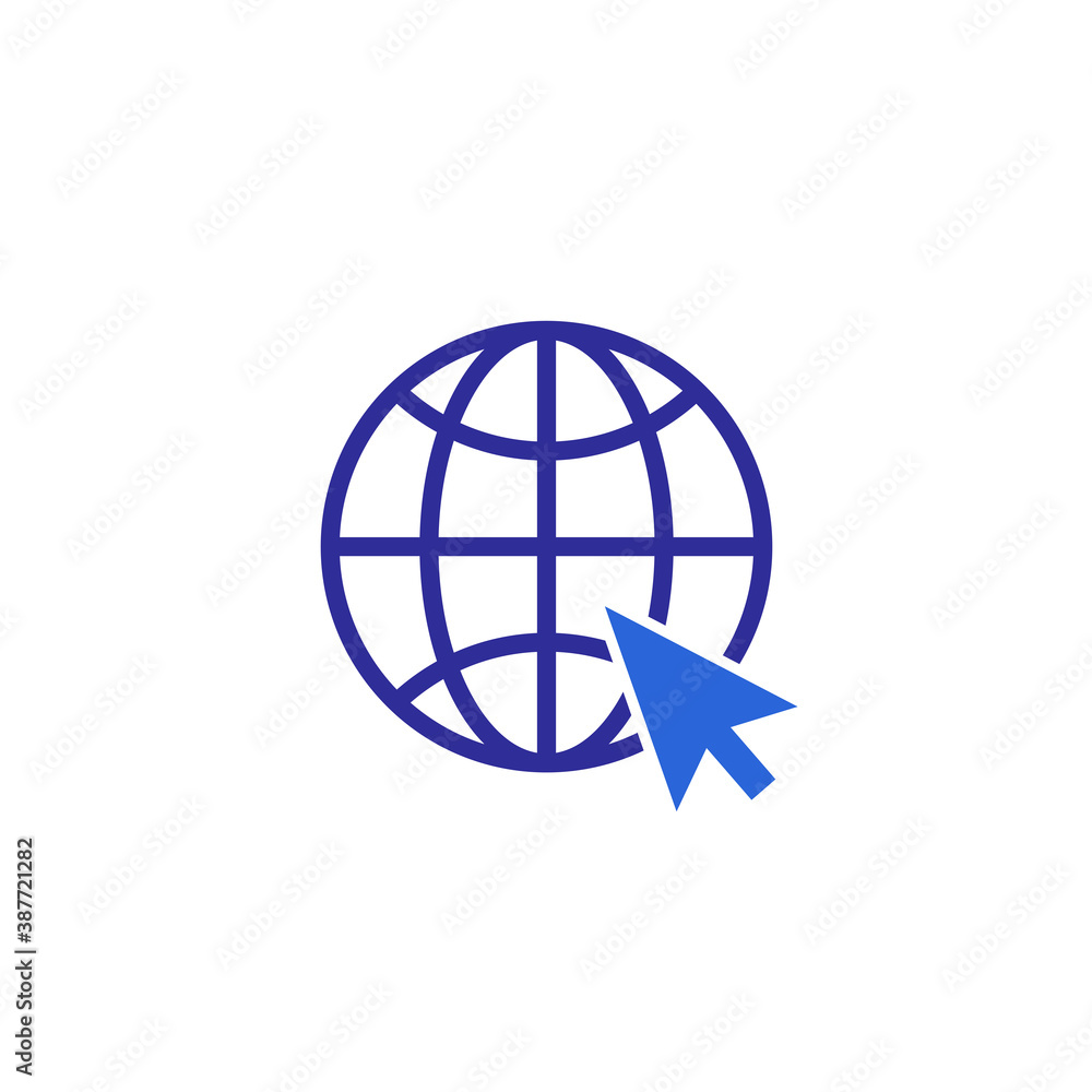 Poster go to web icon vector. globe icon vector