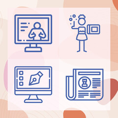 Simple set of newspaper related lineal icons