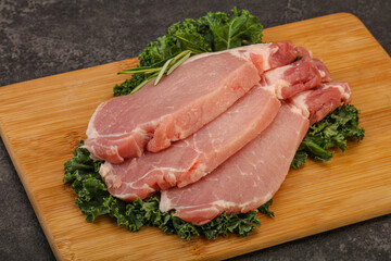 Raw pork steak for cooking