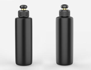 Cosmetic plastic bottle isolated on white background. Liquid container for gel, lotion, cream, shampoo, bath foam. Beauty product package. 3d illustration.