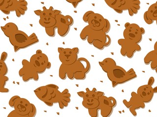 Biscuit. Figures of animals. Texture.