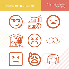 Simple set of serious related lineal icons.