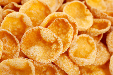 Yellow cornflakes closeup