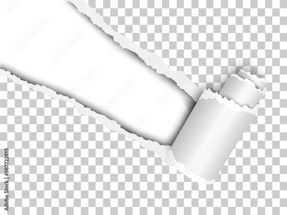 Wall mural torn, snatched window placed diagonally from upper left corner in checkered transparent paper with p