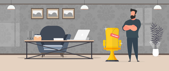 Vacant place. Job candidate. Office chair. People search concept for work. Vector.