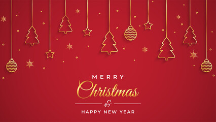 Fototapeta na wymiar Merry Christmas background with christmas element. Red Background. Vector illustration