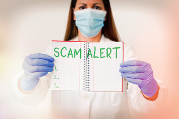 Word writing text Scam Alert. Business photo showcasing unsolicited email that claims the prospect...