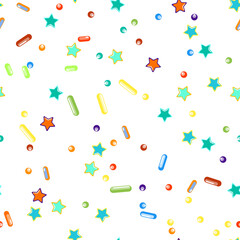 Sprinkles grainy. Seamless Pattern. Cupcake donuts