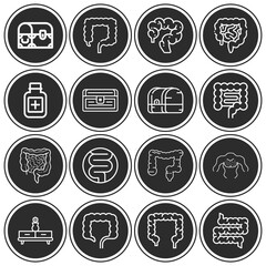 16 pack of abdominal  lineal web icons set