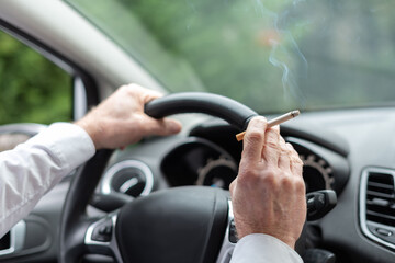 Smoking a cigarette while driving