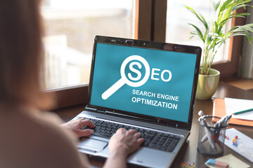 Search engine optimization concept on a laptop screen