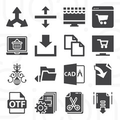 16 pack of vertical  filled web icons set