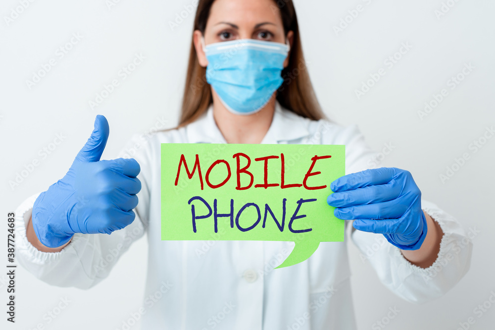 Poster word writing text mobile phone. business photo showcasing a handheld device used to send receive cal