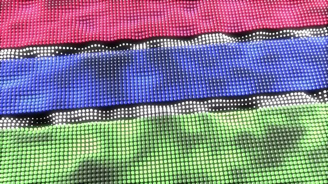 Web concept 60FPS Gambia pixel flag  waving, 3D 4K UHD seamless loopable animation