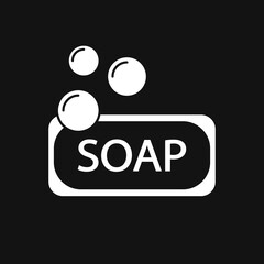 Soap Flat Vector Icon Sign Symbol, Isolated on black background