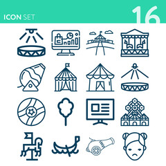 Simple set of 16 icons related to disturbance