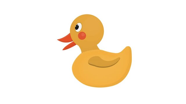 Animation of a rubber yellow duck. Duck toy, alpha channel enabled. Cartoon