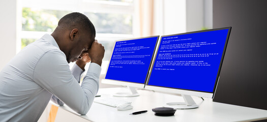 BSOD Error Blue Death Screen. Malware