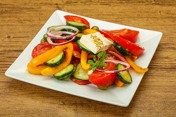 Traditional Greek salad with feta cheese