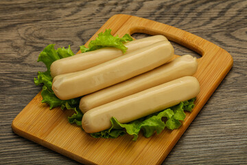 Chicken white sausage with salad