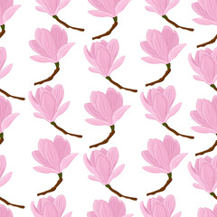 Seamless pattern Magnolia vector illustration