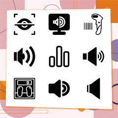 Simple set of 9 icons related to intensity