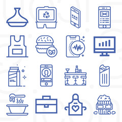 16 pack of statistical  lineal web icons set