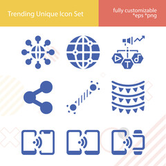Simple set of bring together related filled icons.