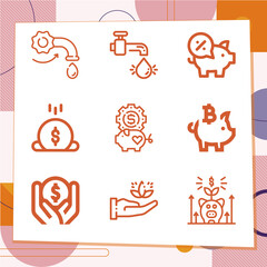 Simple set of 9 icons related to lives