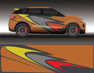 Fototapeta premium Car livery wrap decal, rally race style vector illustration abstract background