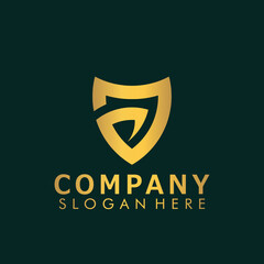 Initial Letter J Shield Safe logo design vector Illustration, business card template