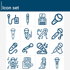 Simple set of vocal music related lineal icons.