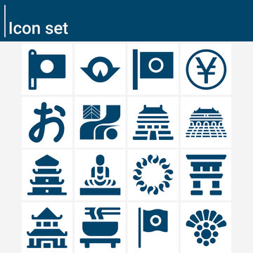 Simple set of taiwan related filled icons.