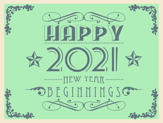 Fototapeta premium 2021 HAPPY NEW YEAR VINTAGE RETRO
