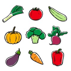ripe and healthy vegetables and roots. set of flat vector illustrations isolated on white background
